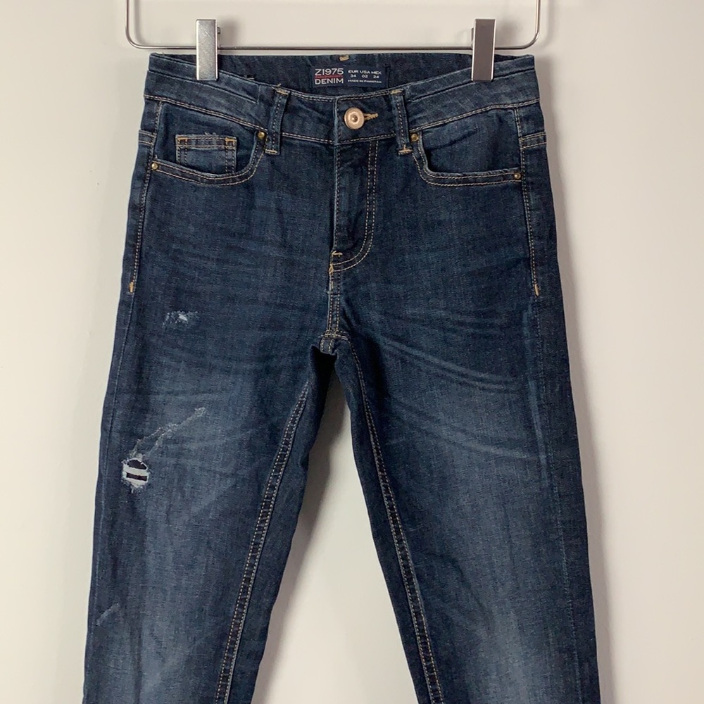 Z1975 Zara Basic Denim Skinny Jeans 2 Distressed - Picture 3 of 7